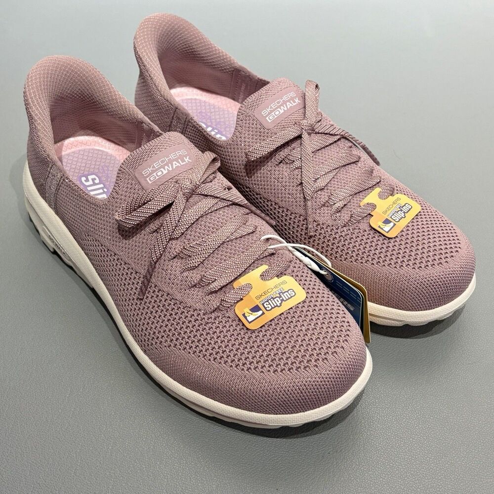 Skechers Slip-Ins GO WALK Travel Larissa Vegan Washable Shoes Mauve Size 8 Wide